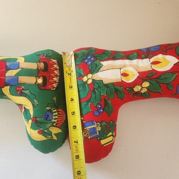Vintage Stuffed Stocking Pillow Lot of 2 Candle Nutcracker 80s Kitsch Christmas - Picture 8 of 8